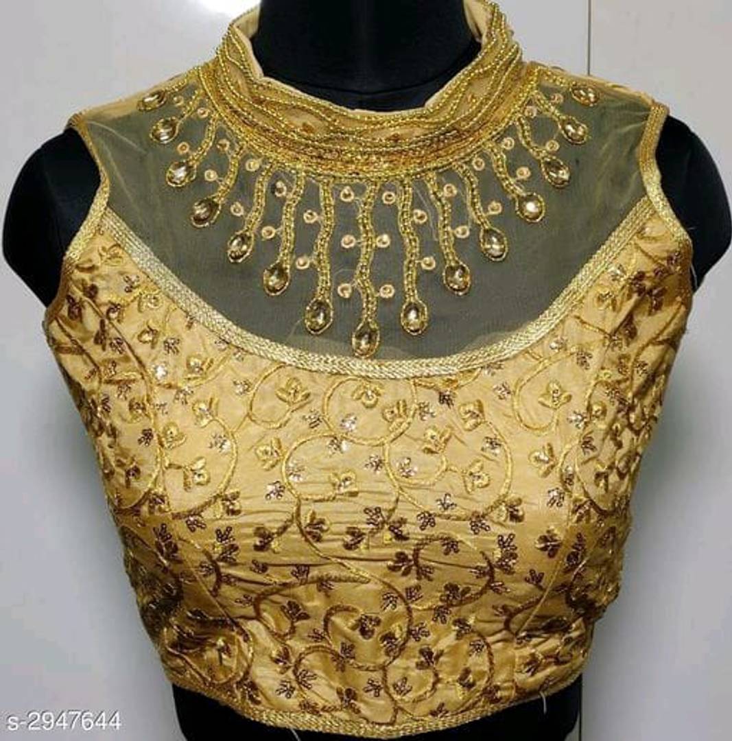 Stylish Golden Phantom Silk Embroidered Stitched Blouse